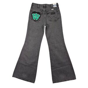 Wrangler‎ Wanderer 622 High Rise Flare Grunge Y2K Distressed Black Wash Denim 27